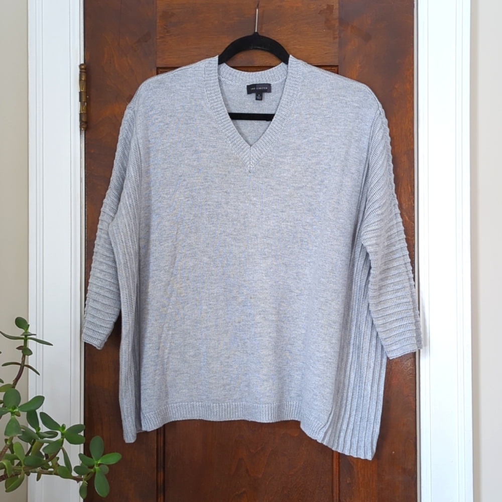 The Limited | Oversized V-Neck Sweater With Cropped Sleeves - Small